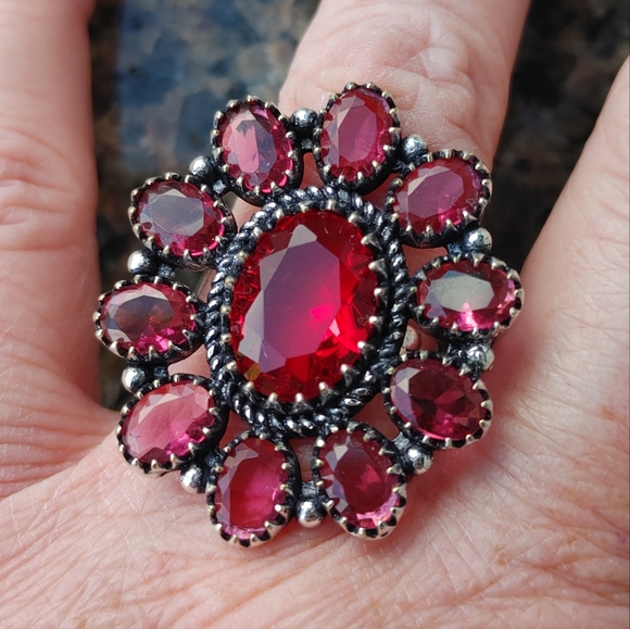 Pink Rubillite Gemstone Ring in 925 Solid Sterling Silver (7) - Picture 1 of 14